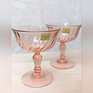 ✨SOLD✨Vintage Luminarc France Rosaline Swirl Champagne Cocktail Glasses